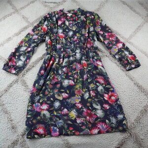 J.Crew Long-Sleeve Tie-Neck Dress Womens Medium Floral Multi Color